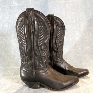 Boulet black leather Cuban heeled boots